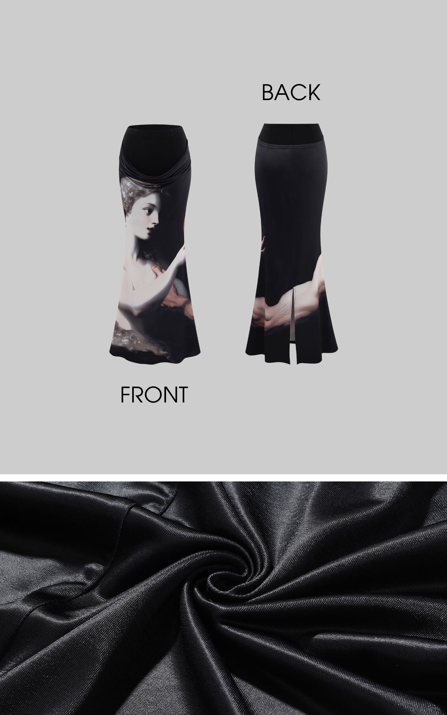 0122stepll Renaissance Portrait Print Draped Maxi Skirt