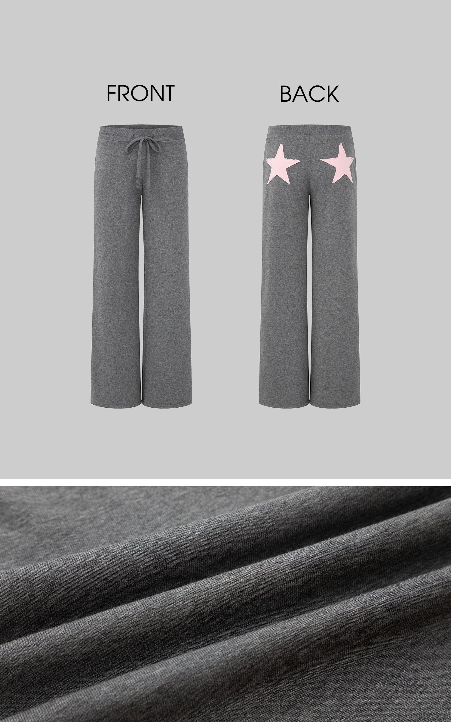 IAMXIAA Star Patch Wide Leg Sweatpants Drawstring Waist Lounge Pants