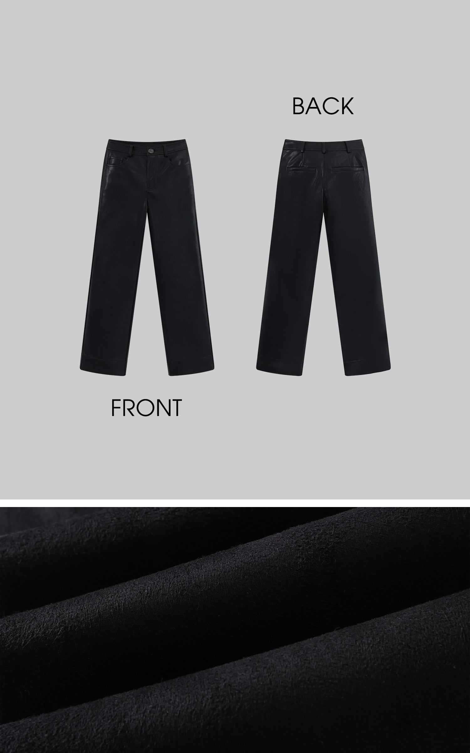 ROVENTE 스트레이트 핏 페이크 레더 팬츠