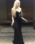 Rase le sol Sheer Lace Paneled Slip Maxi Dress