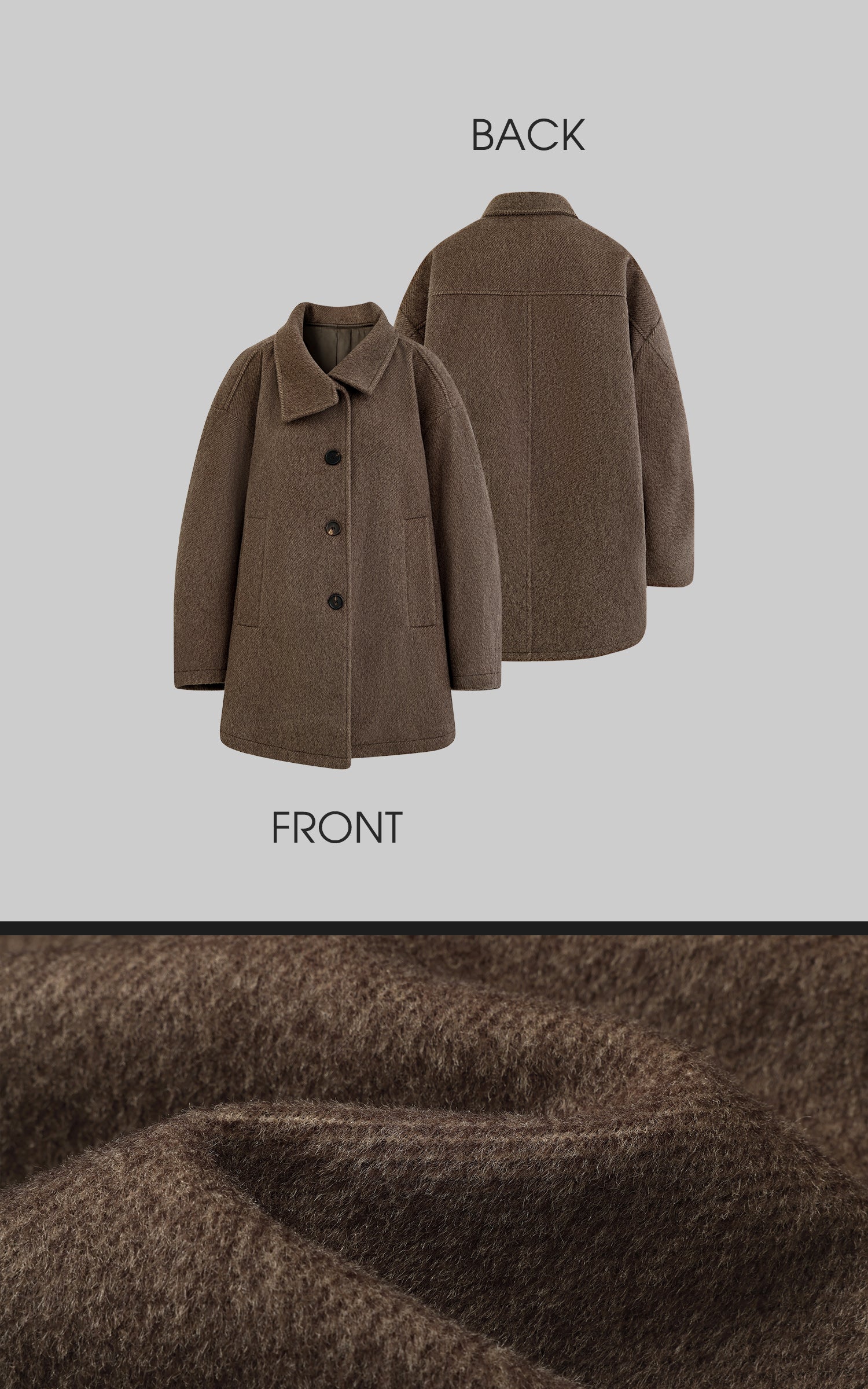 WARDEN EDGE Manteau en laine surdimensionné avec col montant