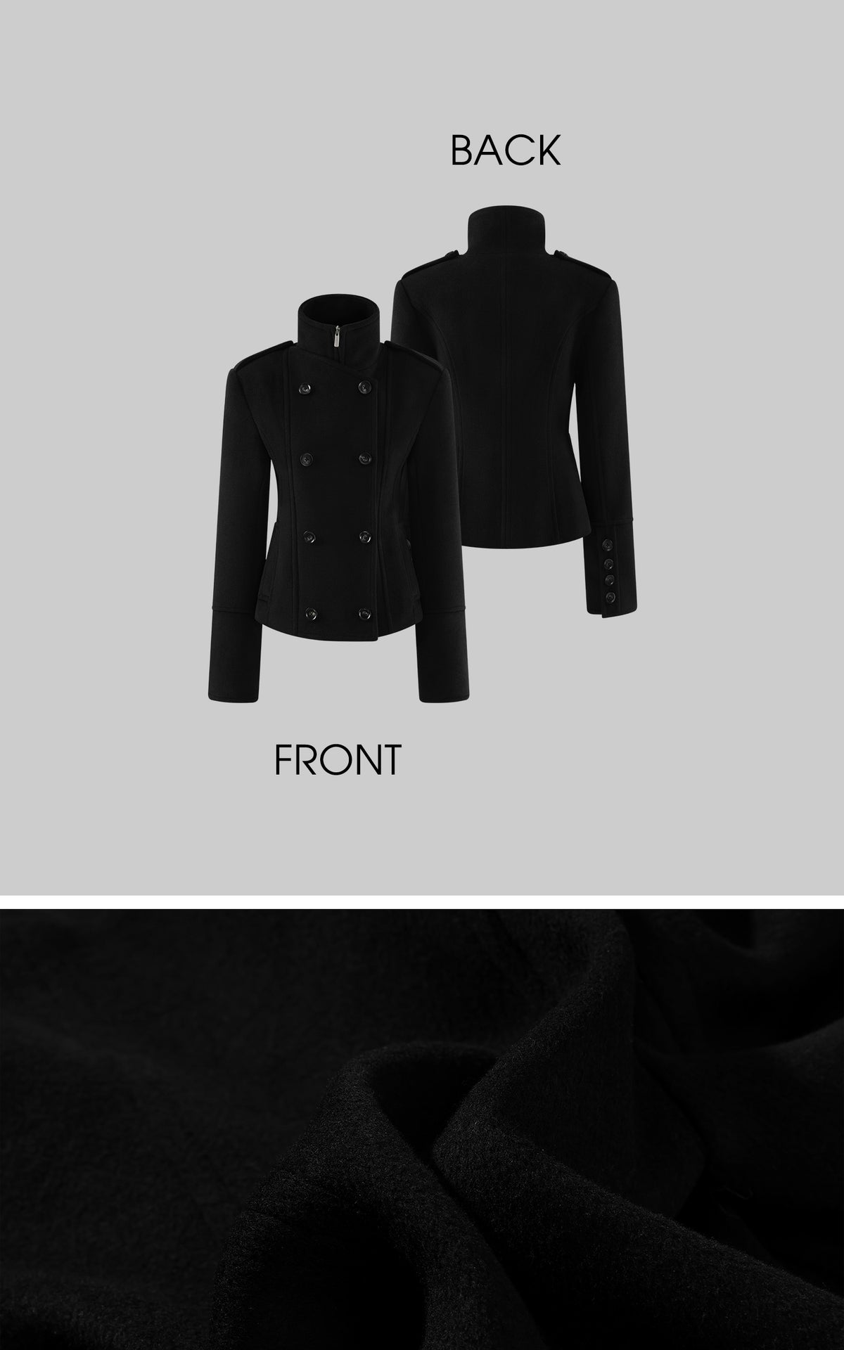 ROVENTE Sculpted Double-Breasted High Collar Jacket