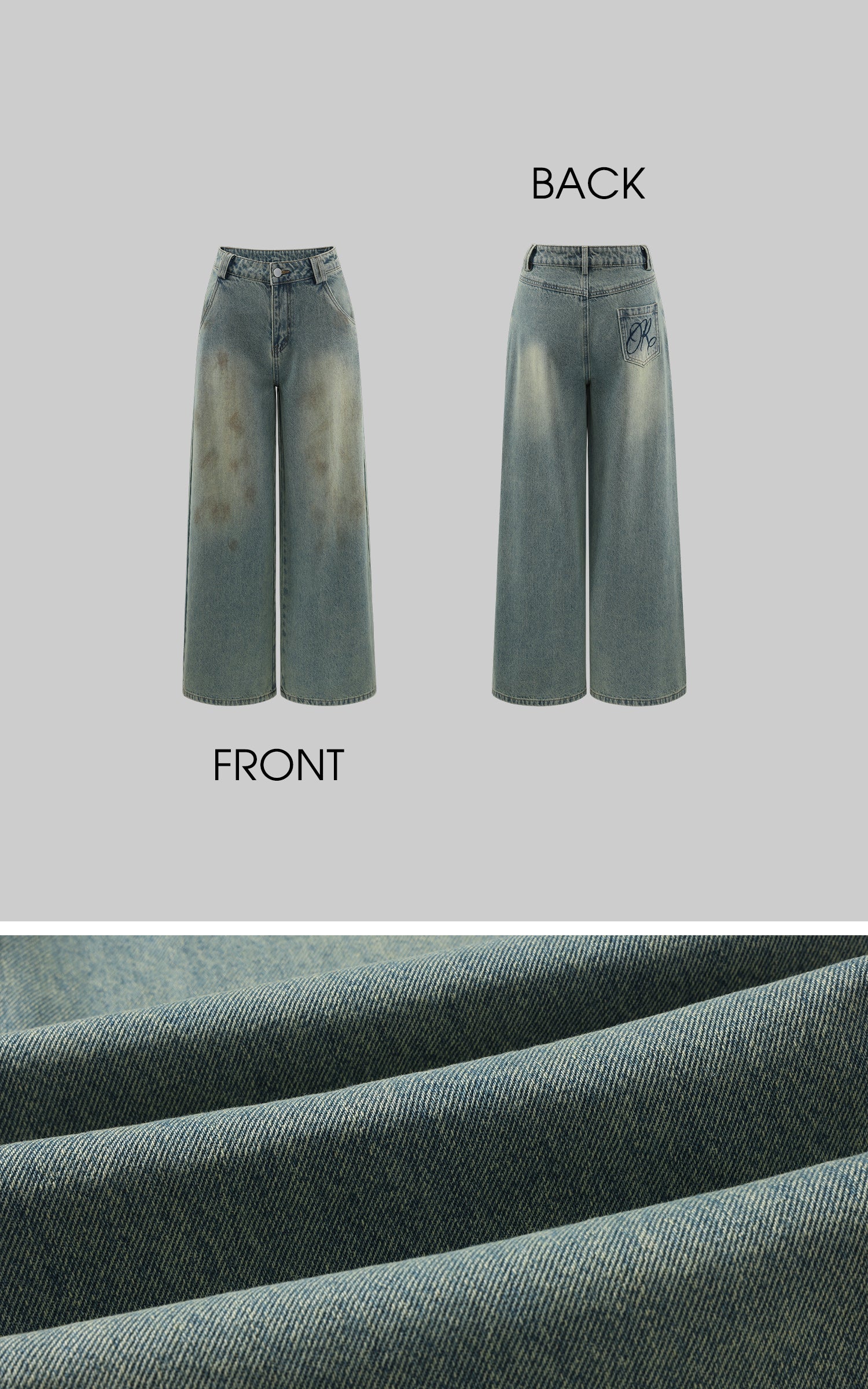 Rase le sol 루즈 워시드 와이드 레그 데님 진