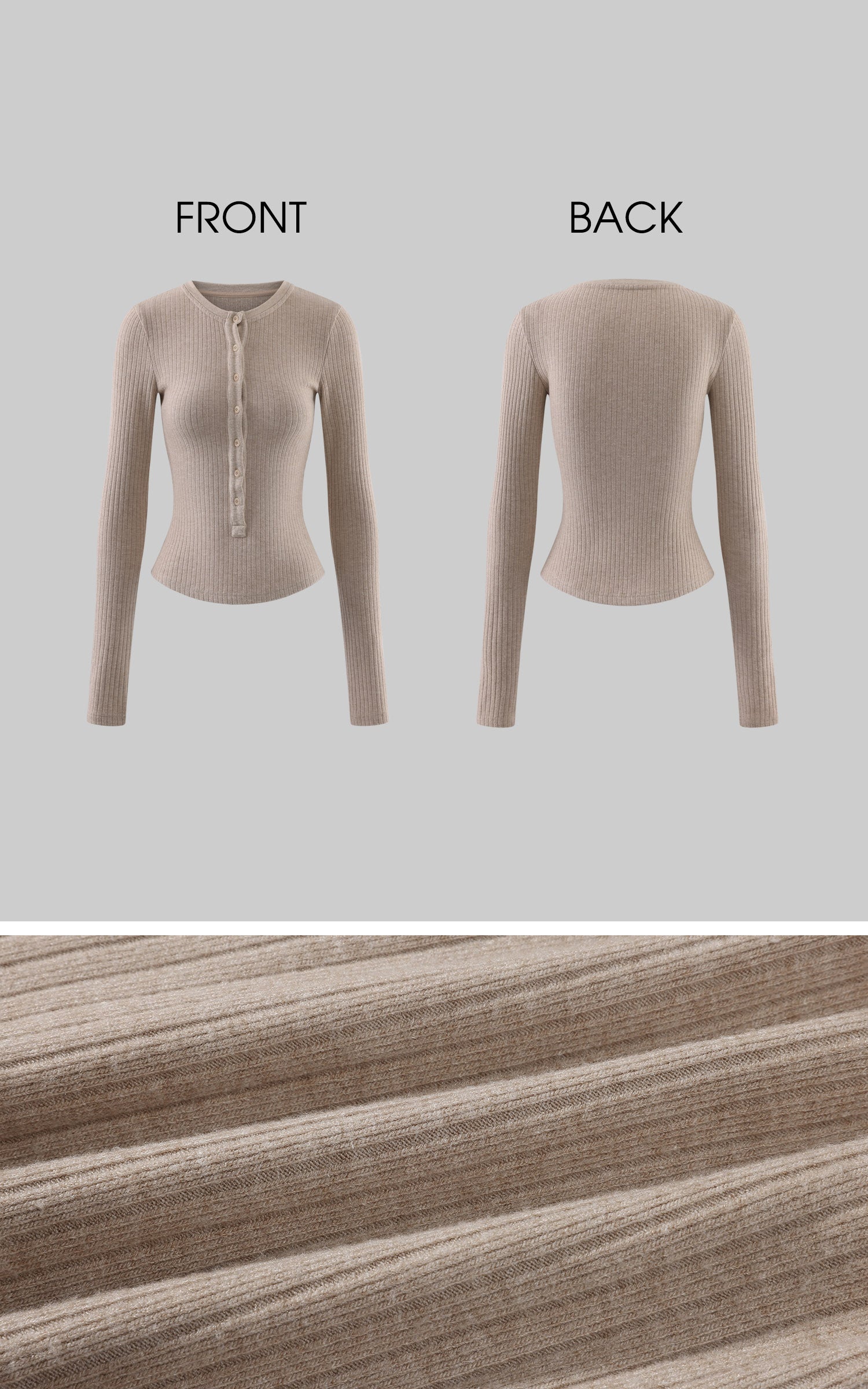 Rase le sol Second-Skin Ribbed Button Long Sleeve Top