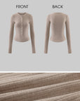 Rase le sol Second-Skin Ribbed Button Long Sleeve Top