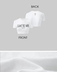 Rase le sol Gothic Print Cropped White Tee - PINKPARKS