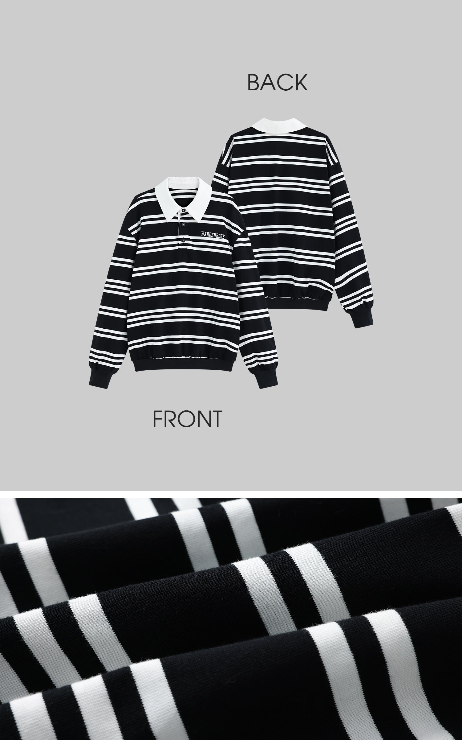 WARDEN EDGE Black Striped Polo Knit T-Shirt