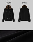 IAMXIAA Fur Collar Oversized Double-Breasted Short Coat