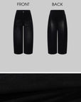 WARDEN EDGE Washed Black Corduroy Wide-Leg Pants with Curved Silhouette & Faded Whisker Detail