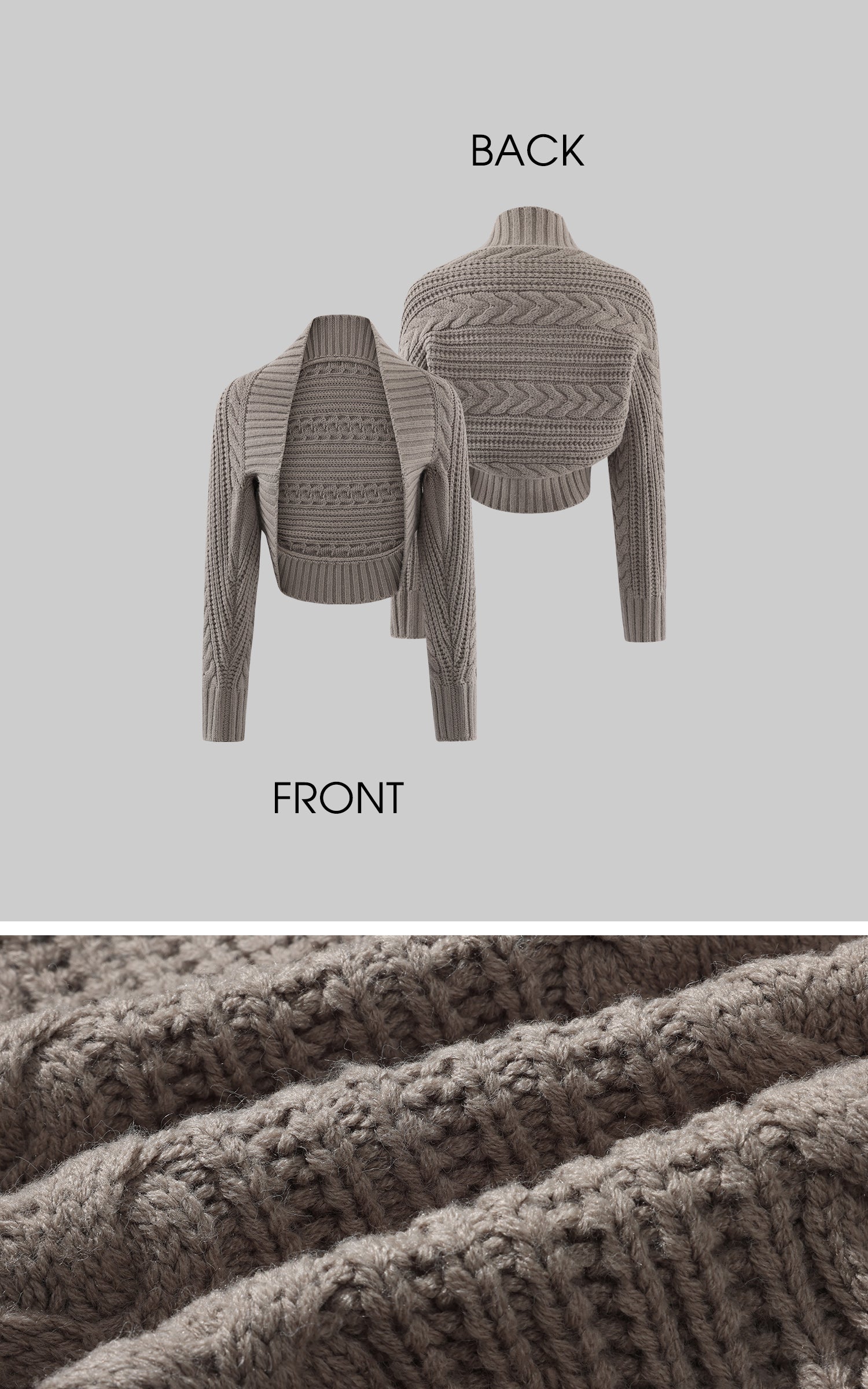 ROVENTE 케이블 니트 가디건, 베스트, 쇼츠 3피스 세트