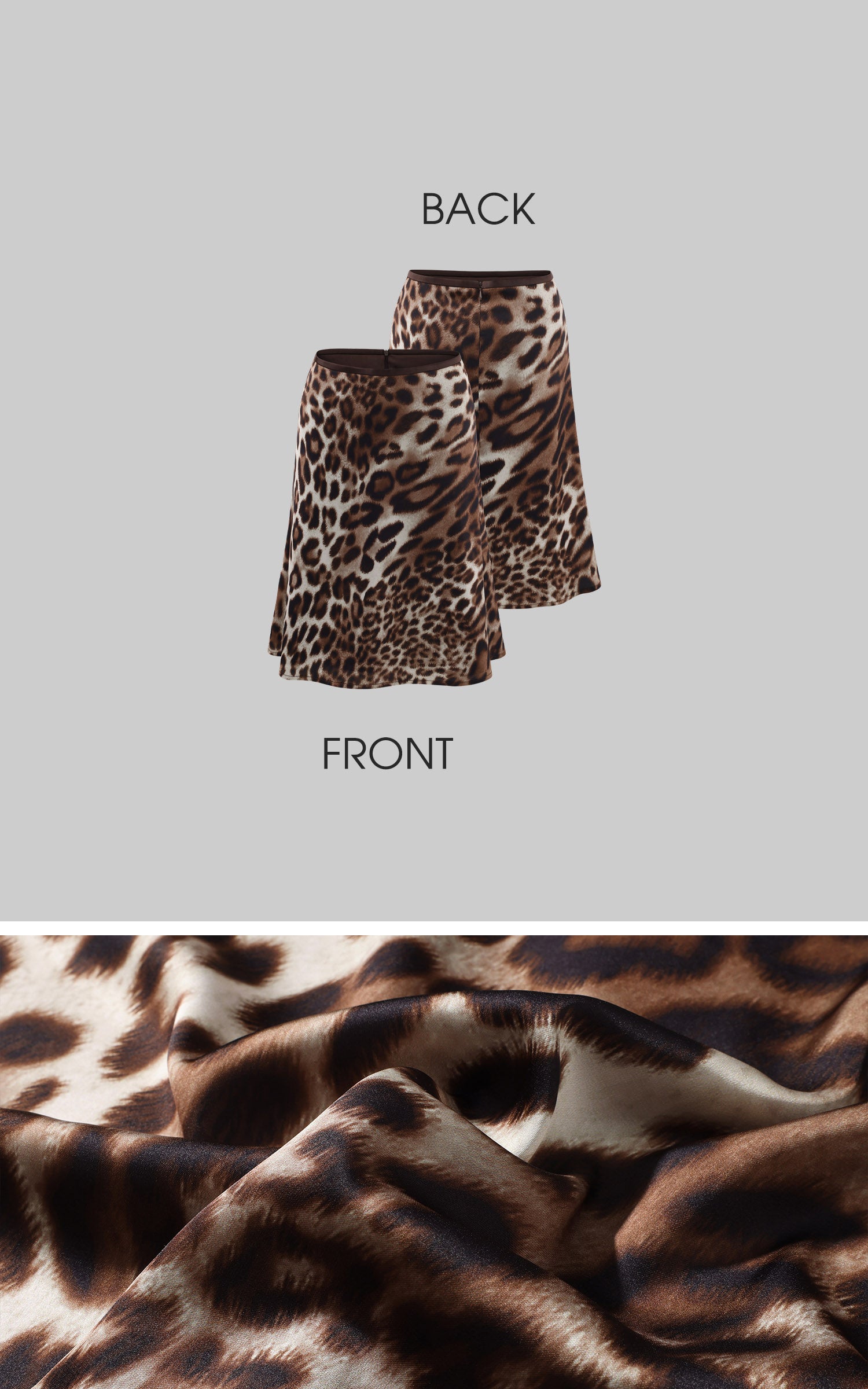 ROVENTE Leopard Print Satin Bias-Cut Midi Skirt