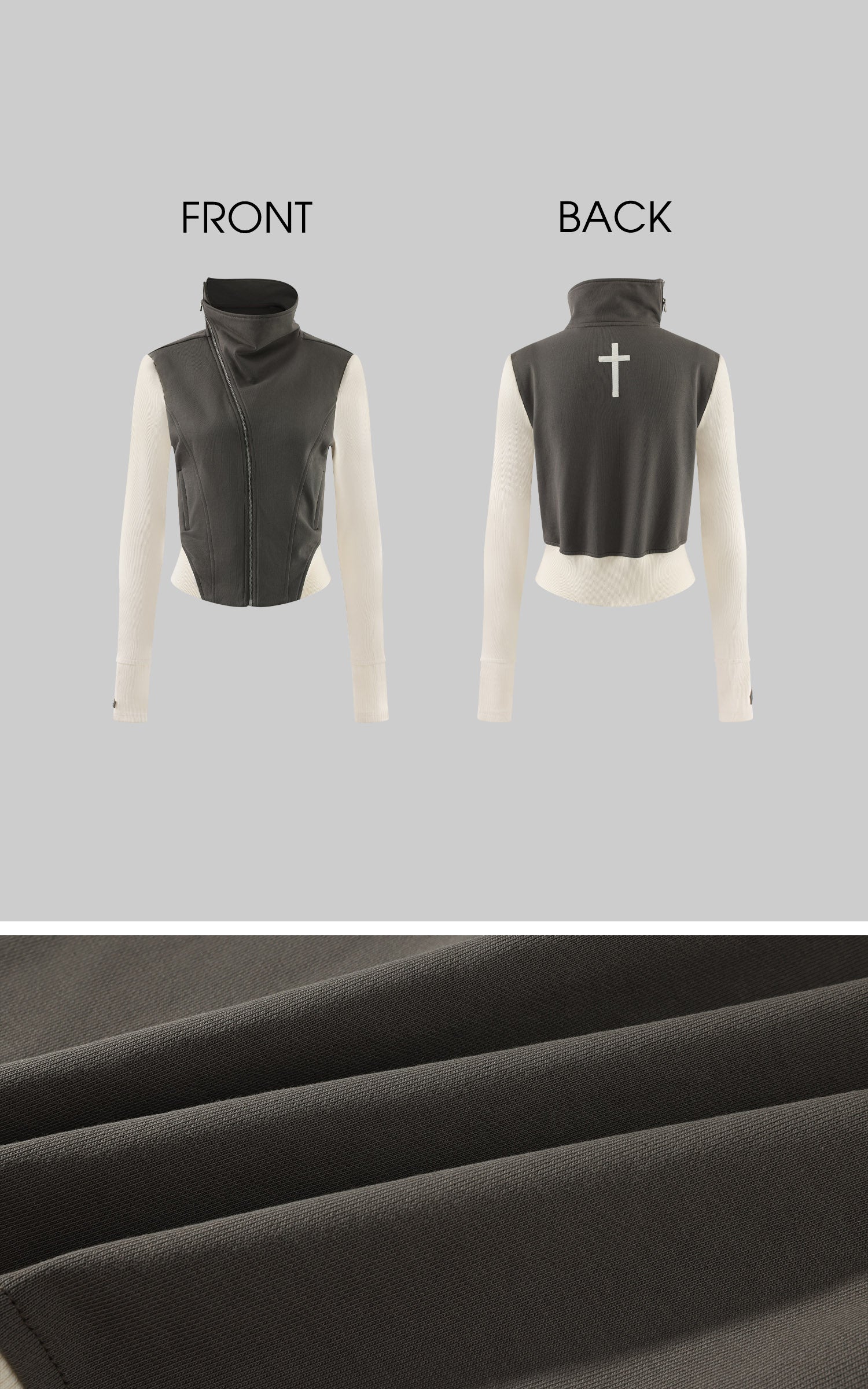Rase le sol Asymmetric High-Neck Zip Jacket