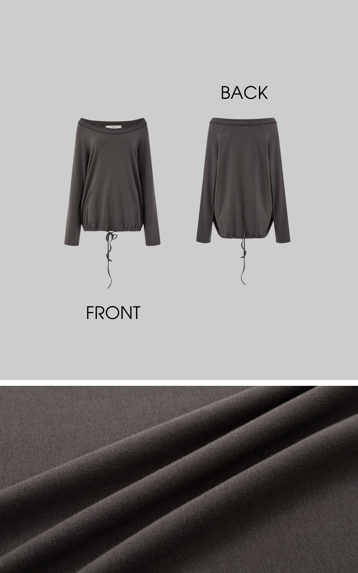 IAMXIAA Off-Shoulder Drawstring Hem Oversized Sweatshirt