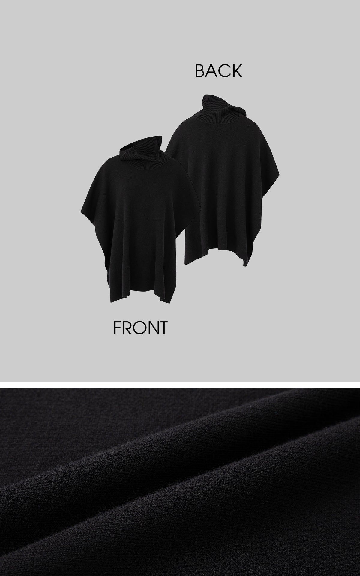IAMXIAA Asymmetric Turtleneck Knit Cape Poncho