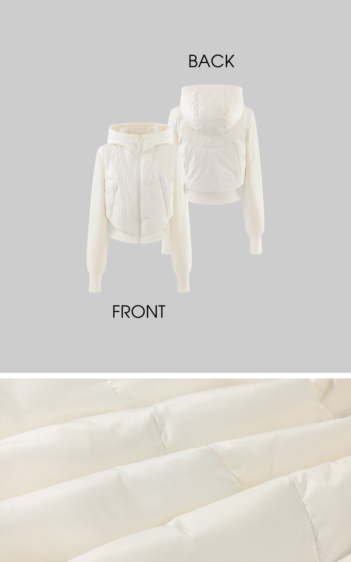 WARDEN EDGE Hooded Puffer Jacket with Knit Sleeves