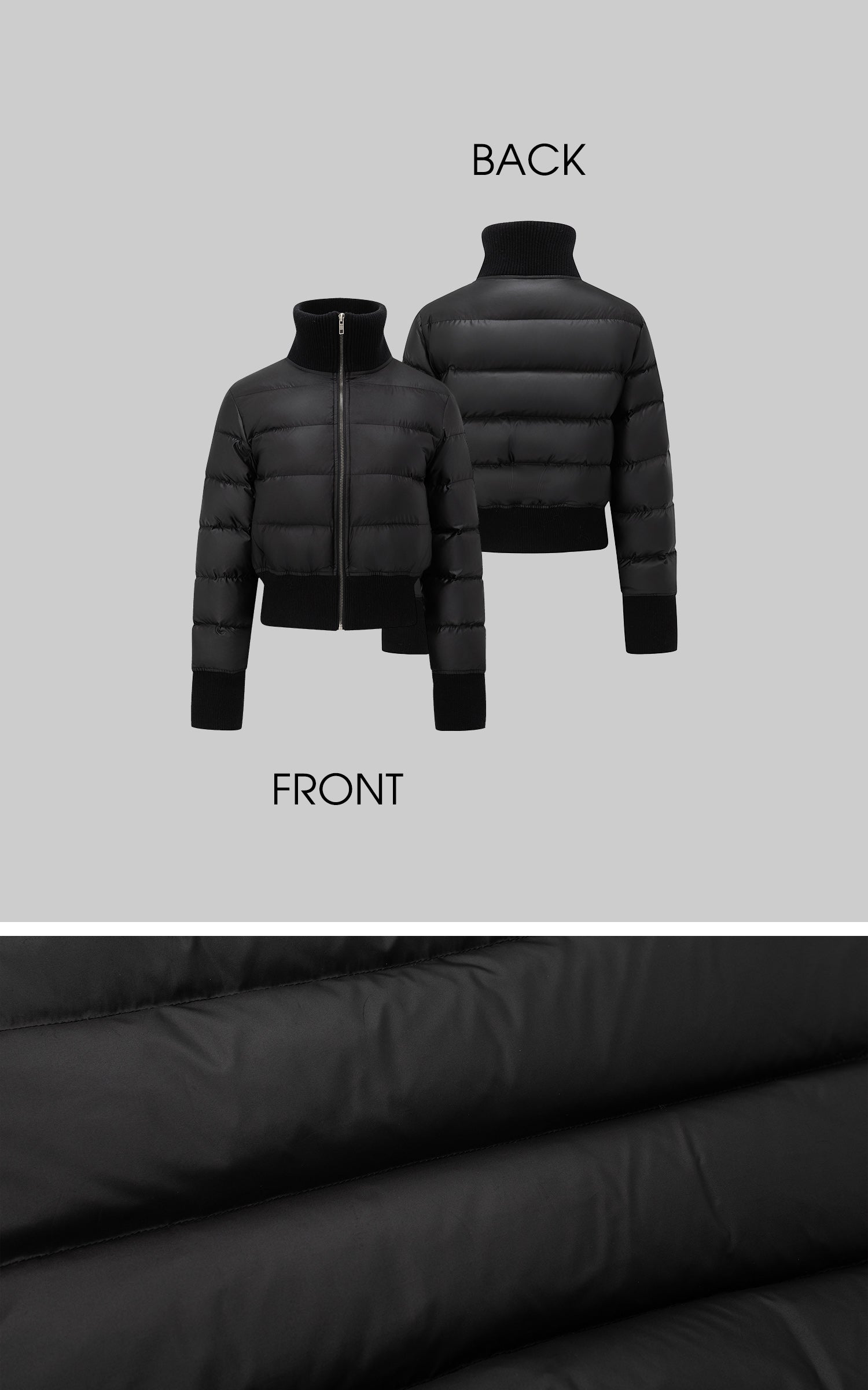 IAMXIAA 골지 하이넥과 커프드 밑단이 돋보이는 크롭 패딩 재킷