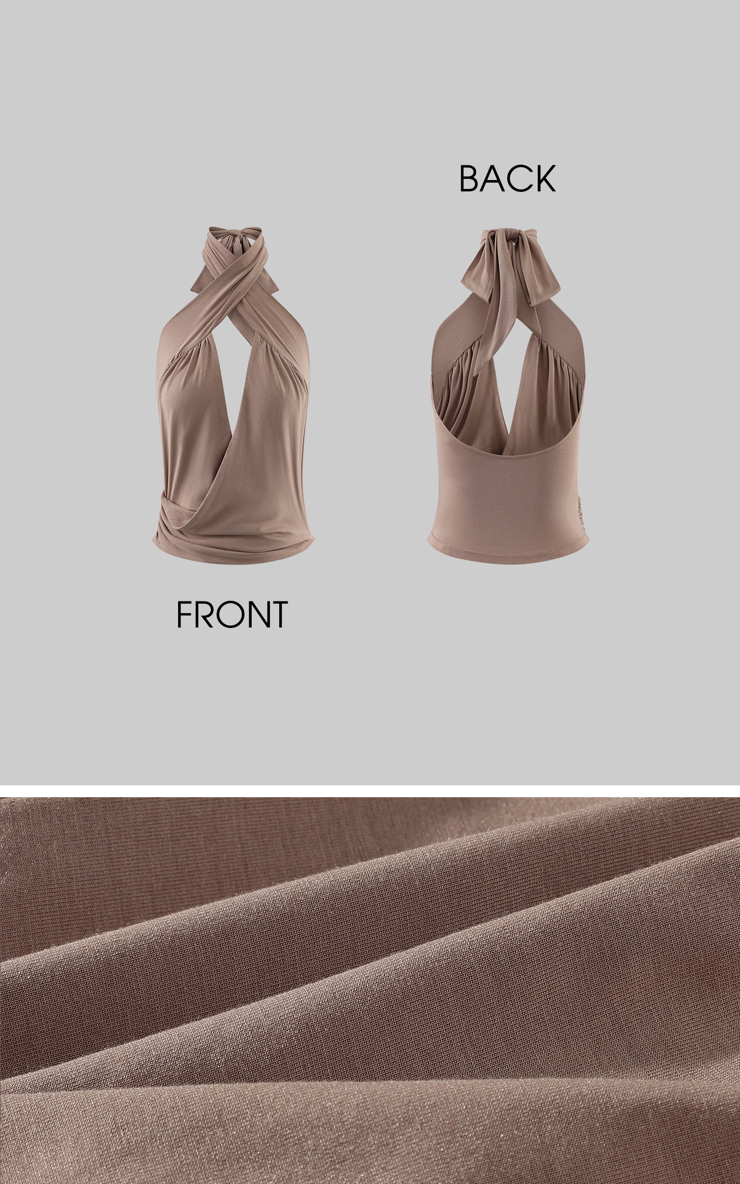 ROVENTE Cross-Neck Draped Halter Top