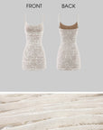 Hydrae Ivory Floral Lace Ruched Bodycon Camisole Mini Dress