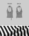 IAMXIAA Striped Halter Neck Flare Pants Set