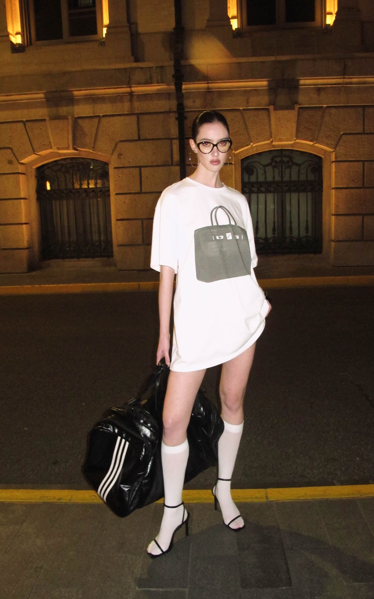 0122stepll T-shirt oversize à imprimé sac