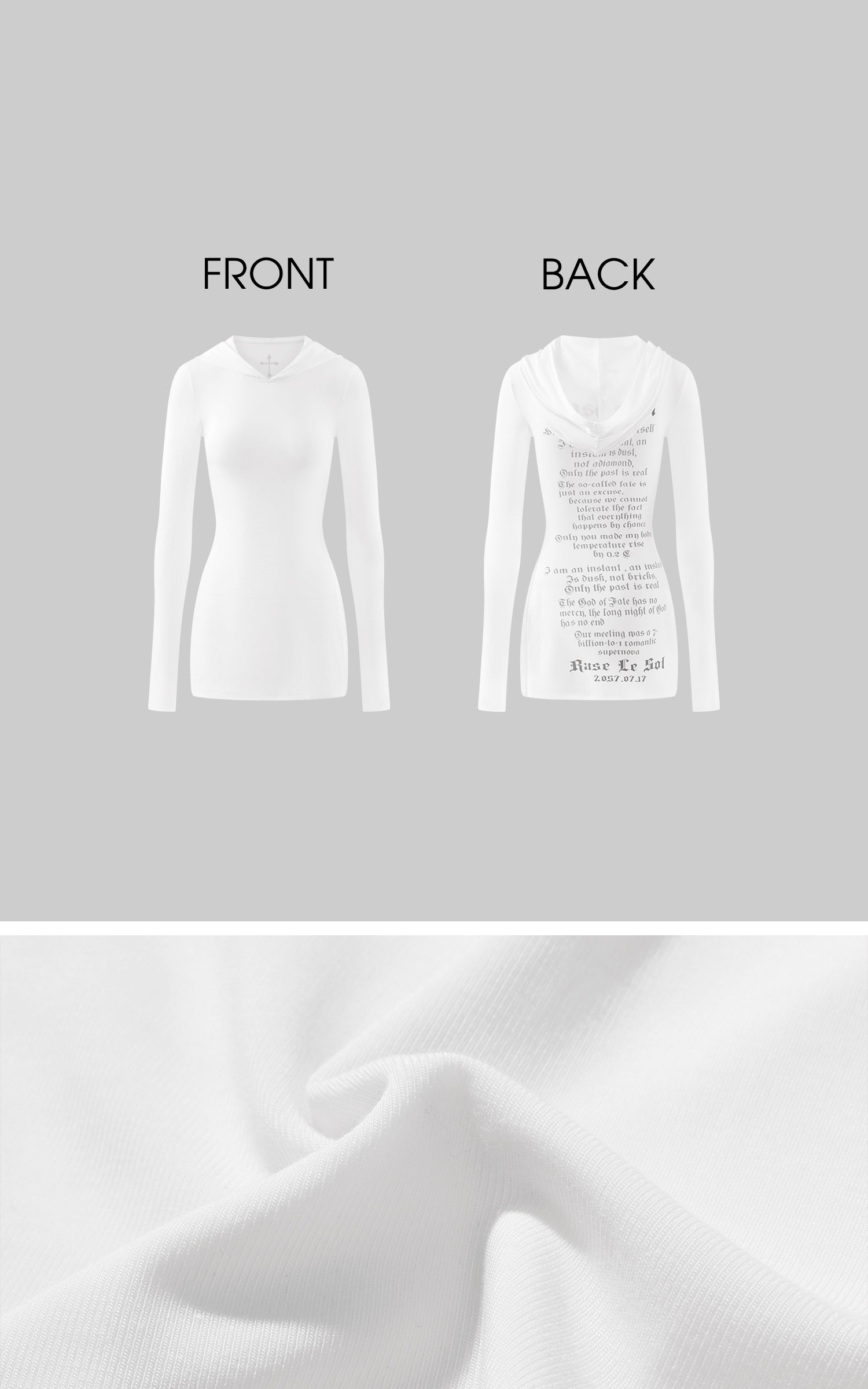 Rase le sol Printed Fitted Hoodie with Slit Hem