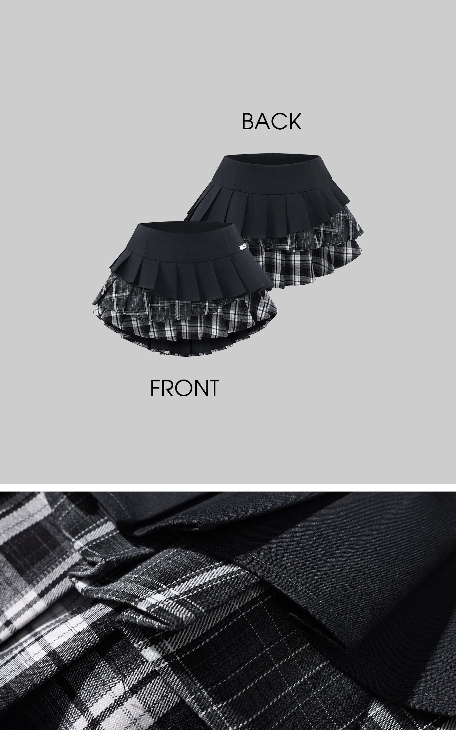 WARDEN EDGE 레이어드 플리츠 미니 스커트