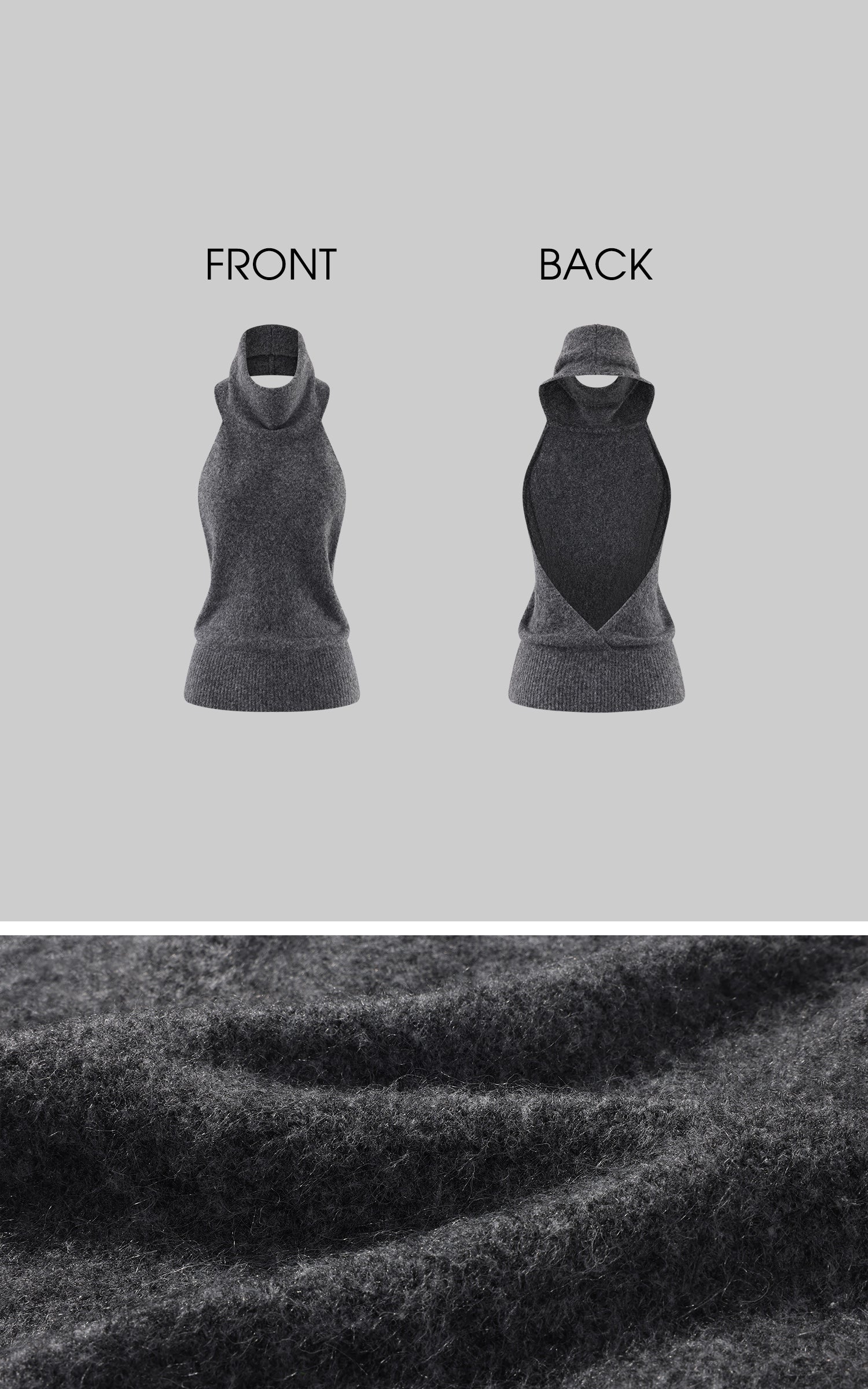 0122stepll Backless Hooded Knit Vest