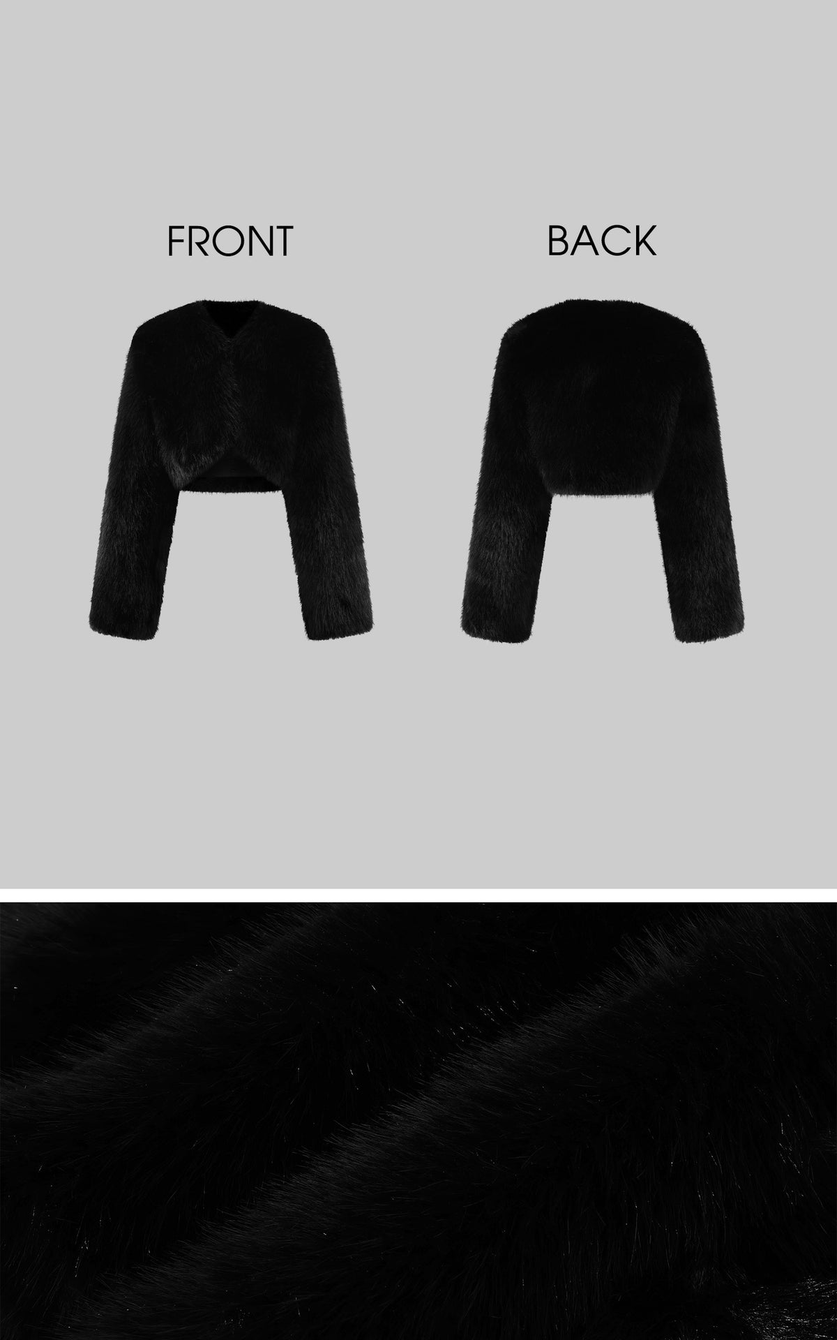 ROVENTE Oversized Sculptural Shoulder Faux Fur Cropped Jacket with Voluminous Sleeves