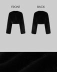 ROVENTE Oversized Sculptural Shoulder Faux Fur Cropped Jacket with Voluminous Sleeves