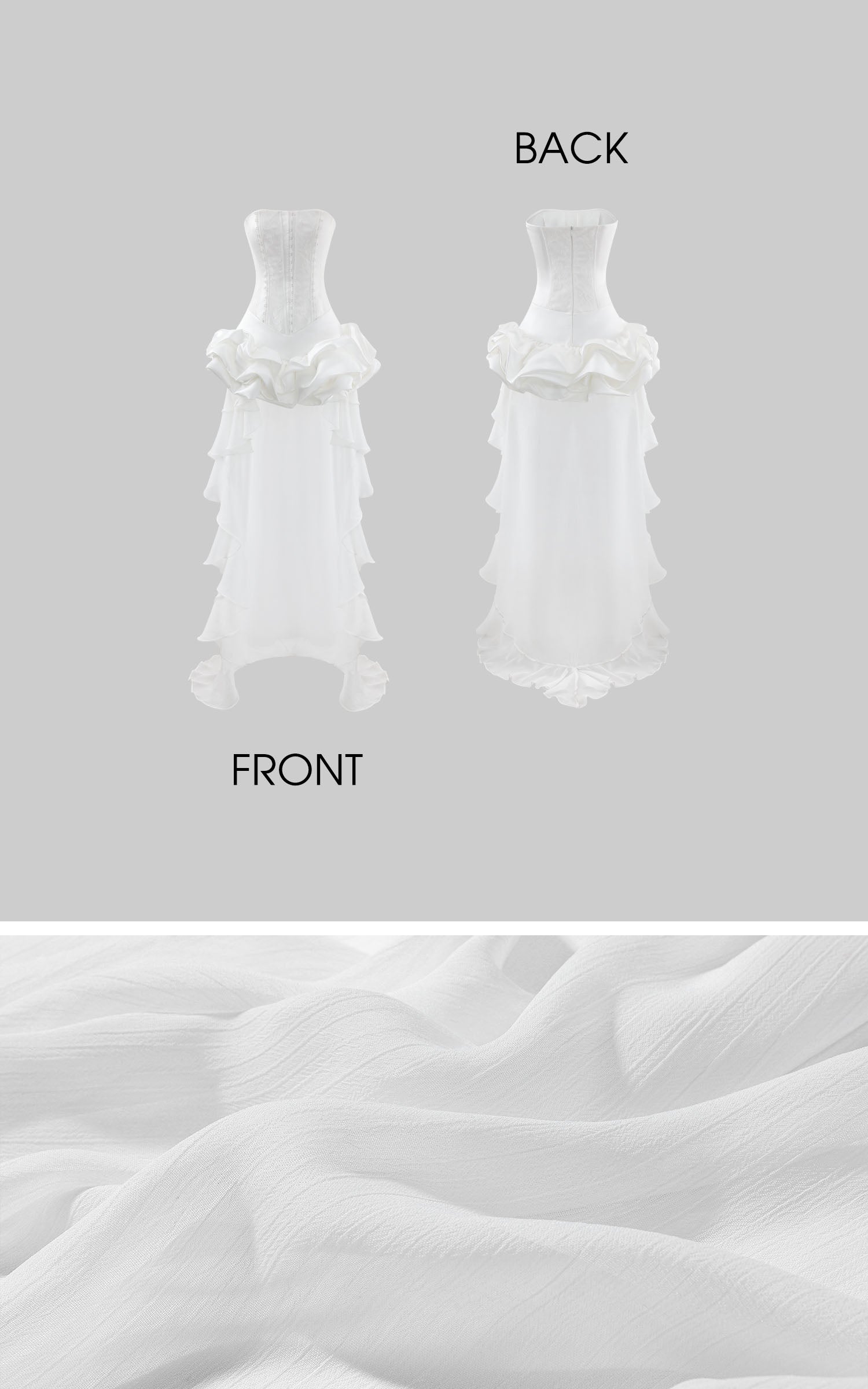 WARDEN EDGE Corset Ruffle Layered Asymmetric Dress