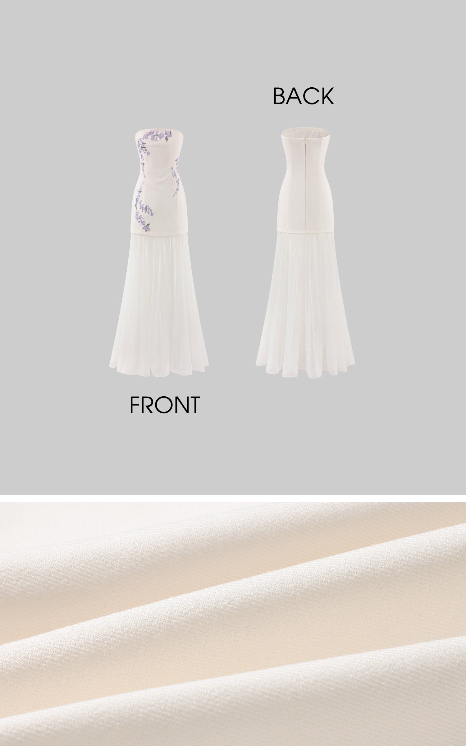 Hydrae Strapless Embroidered Mesh Panel Maxi Dress
