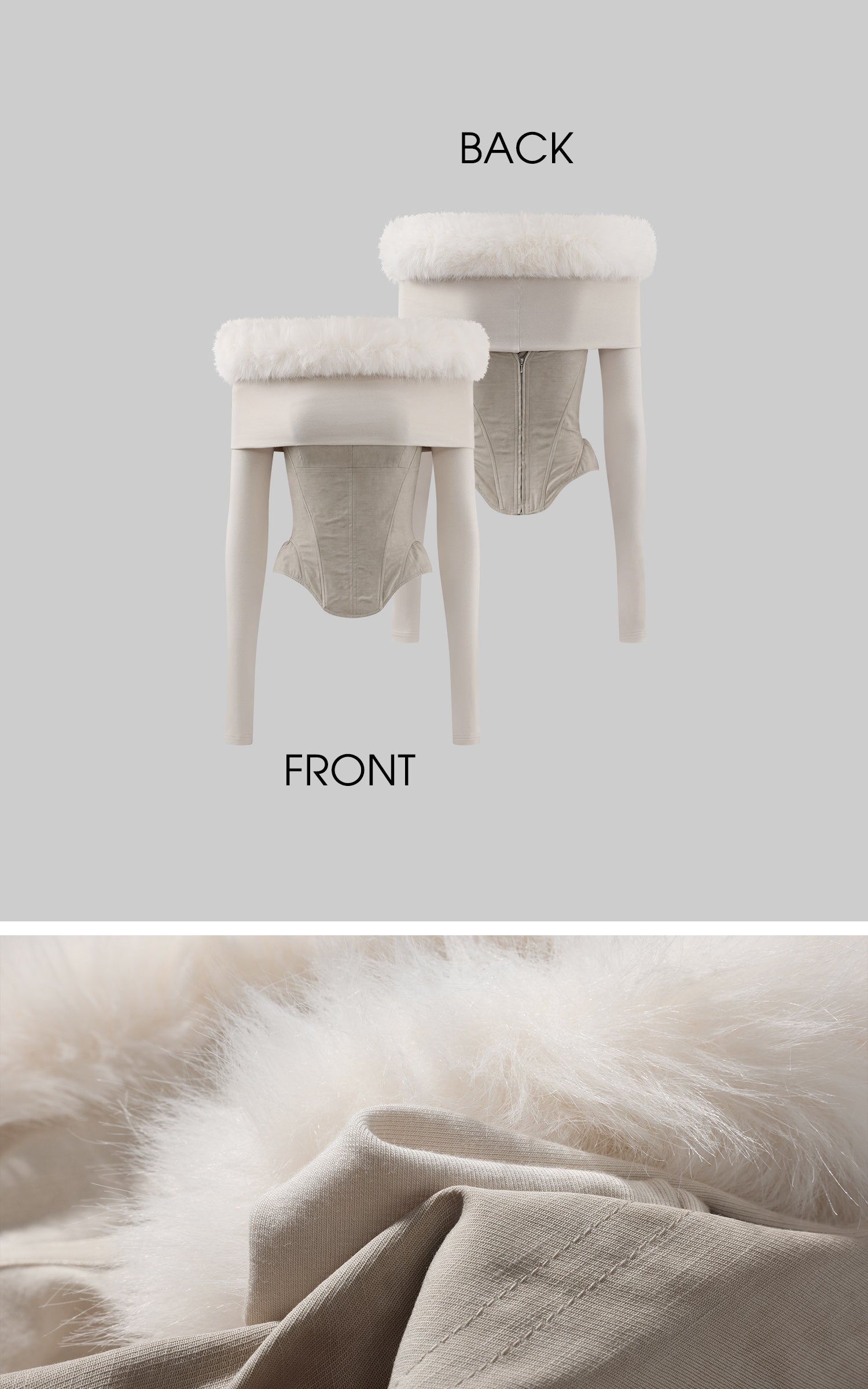 Rase le sol Off-Shoulder Sweater Top with Faux Fur Trim and Sculpted Waist