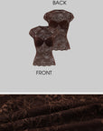 Hydrae Sculpted Lace Cutout Cap Sleeve Corset Top with Sheer Floral Paneling