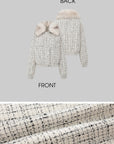 IAMXIAA Faux Fur Collar Tweed Short Jacket Women Winter Padded Cropped Outerwear