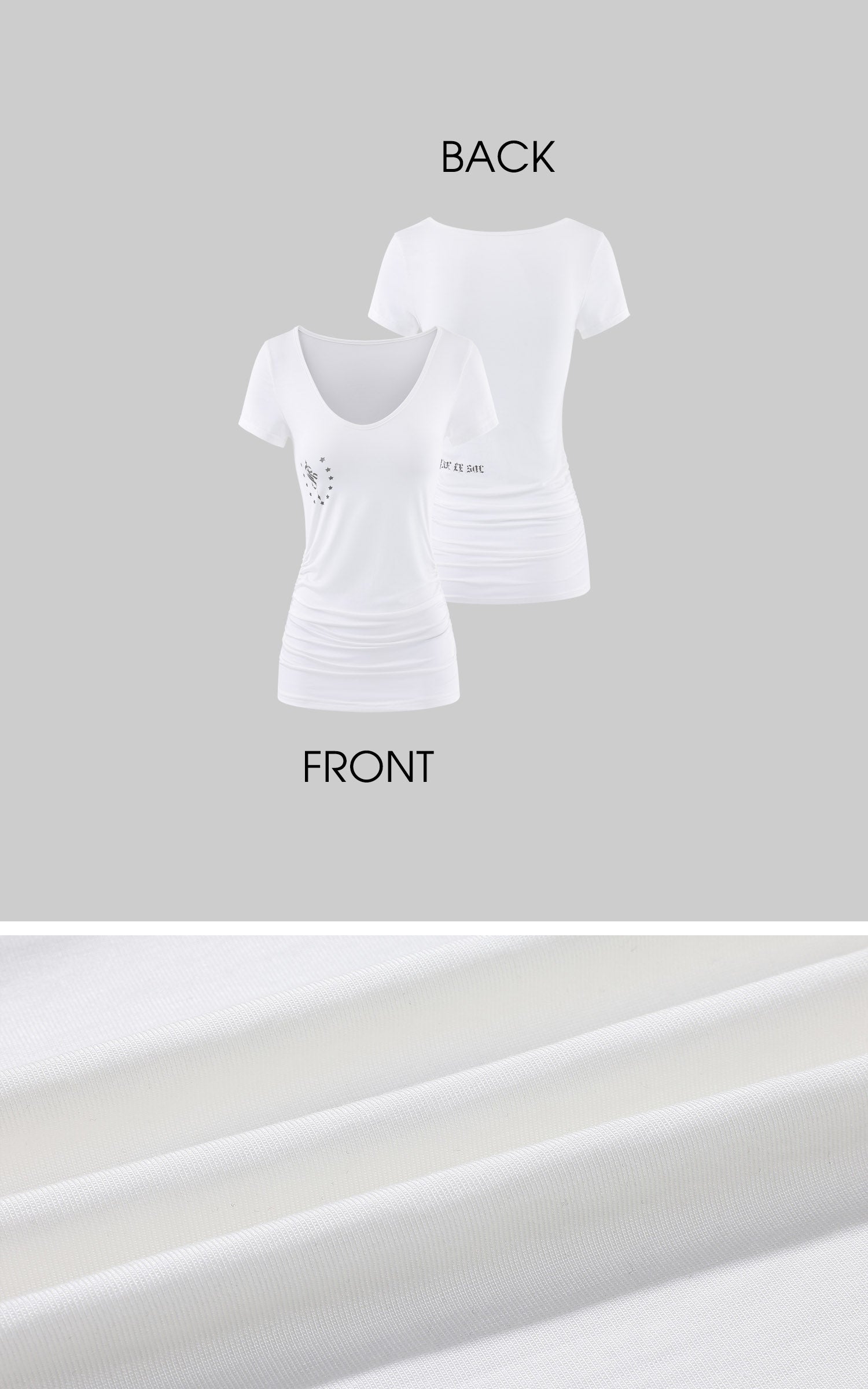 Rase le sol Star Emblem Ruched Scoop Neck Top