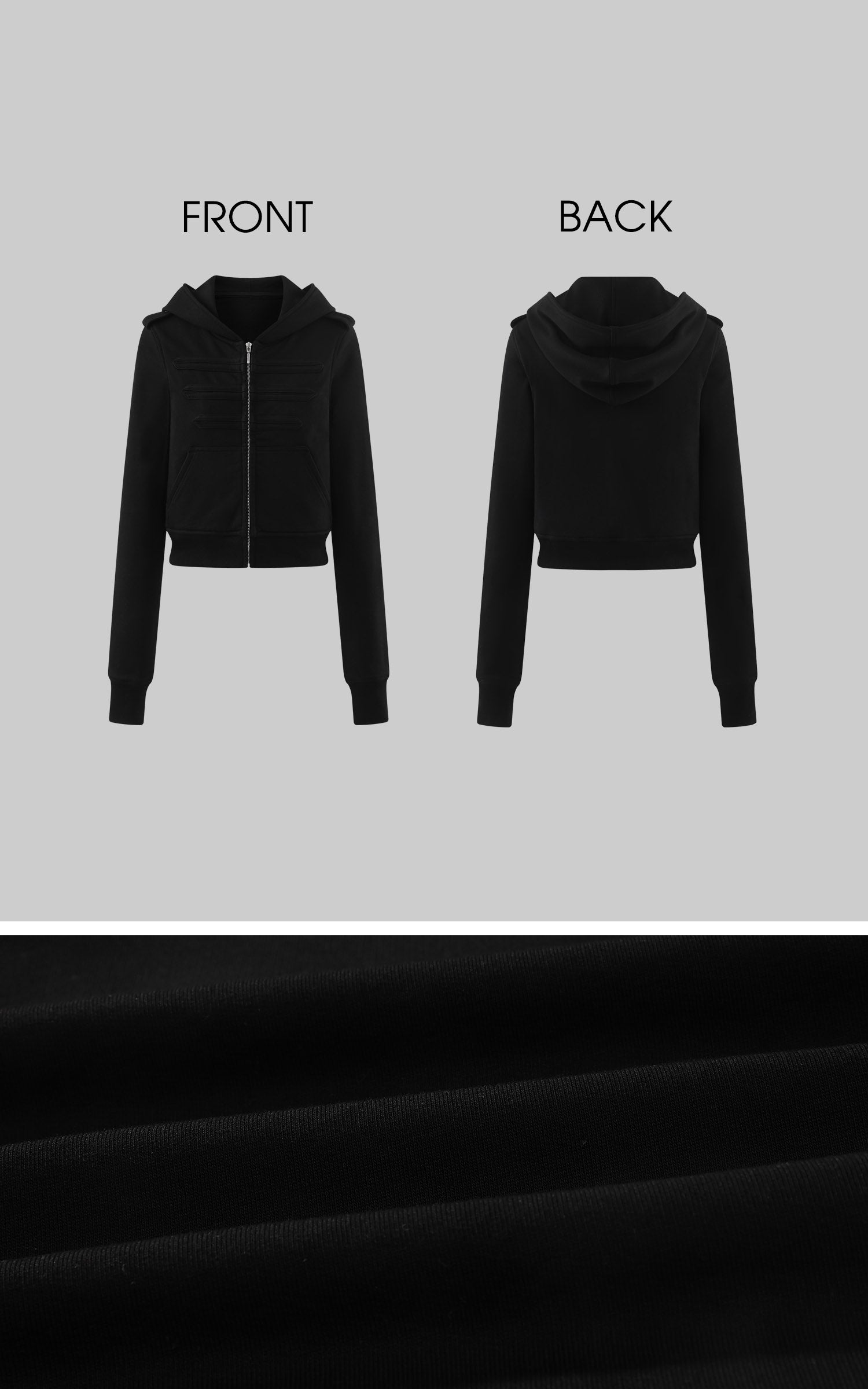 ROVENTE Cropped Hooded Utility Jacket with Zip Front and Structured Pocket Detail