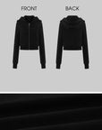 ROVENTE Cropped Hooded Utility Jacket with Zip Front and Structured Pocket Detail