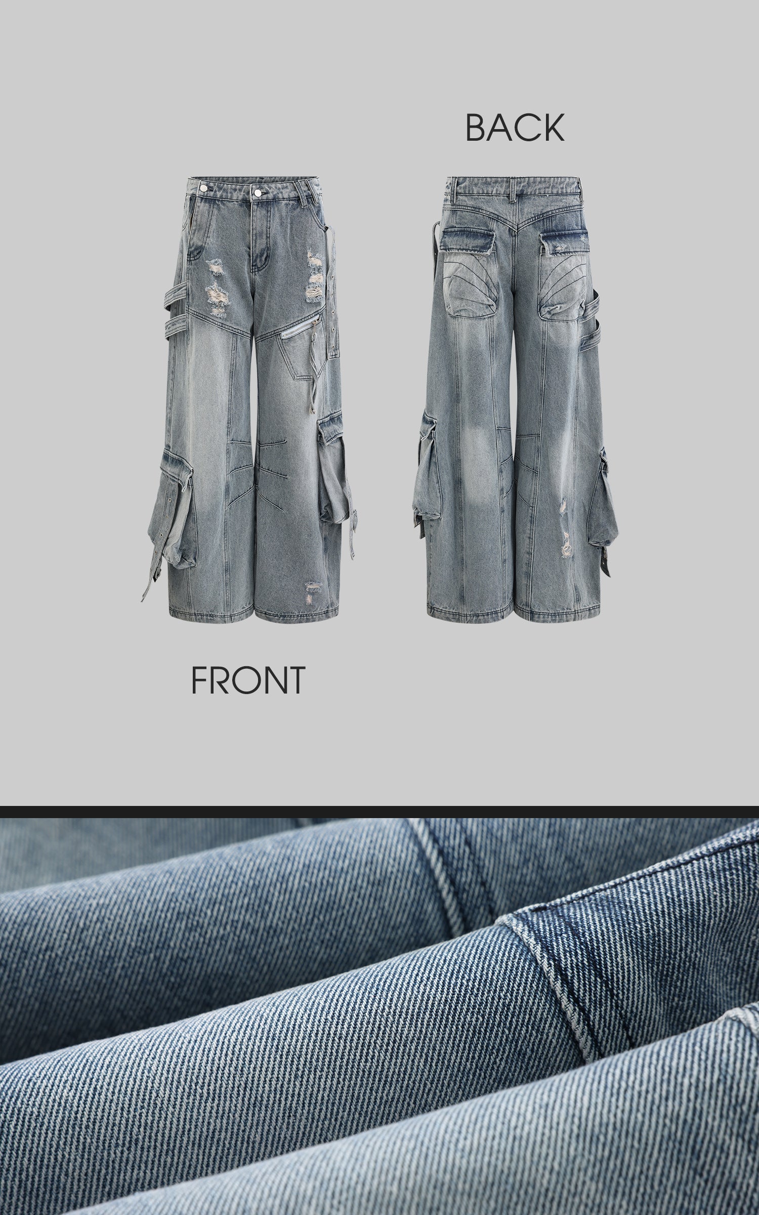 Rase le sol Distressed Wide-Leg Denim Pants