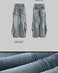 Rase le sol Distressed Wide-Leg Denim Pants