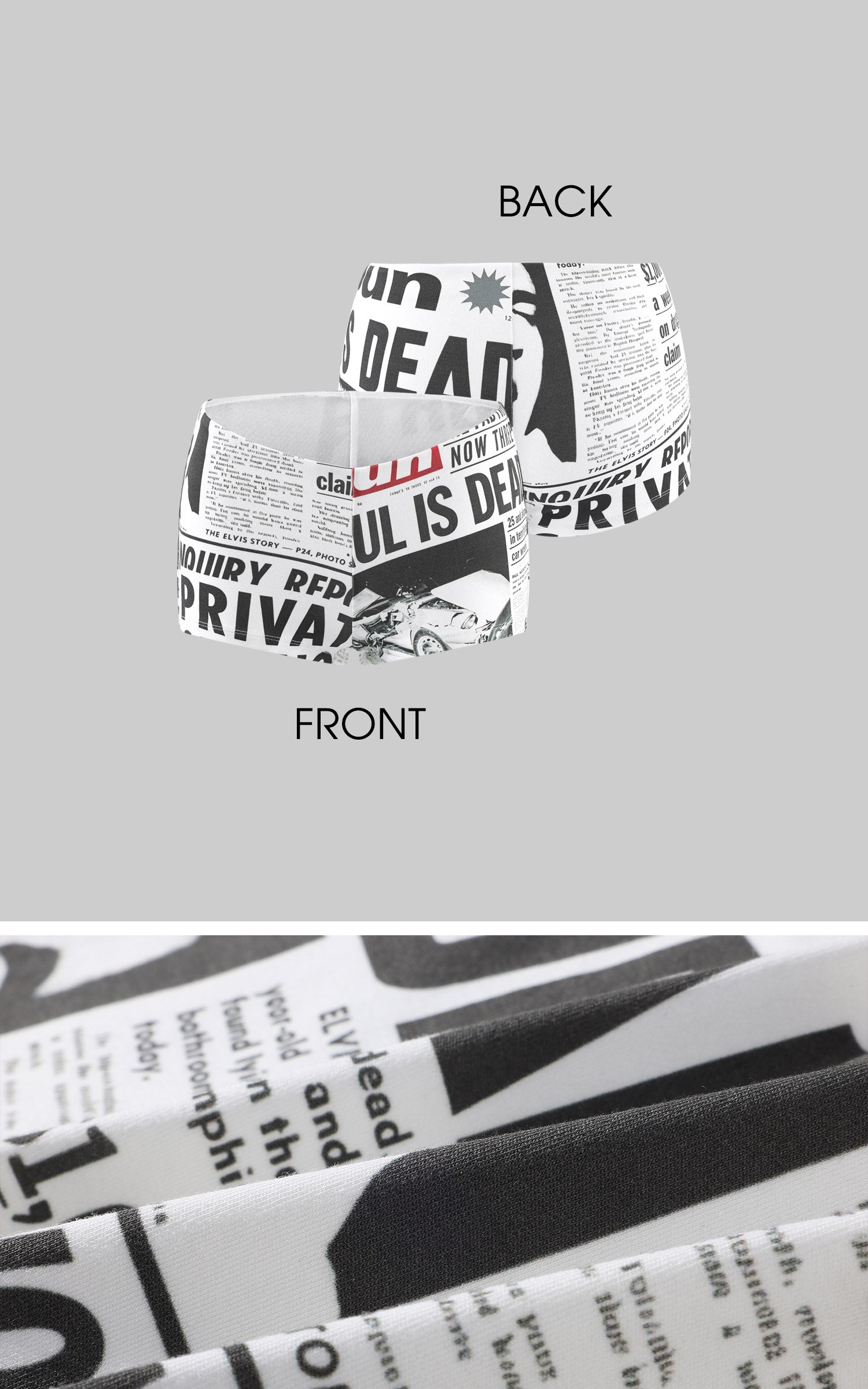 WARDEN EDGE Newspaper Graphic Micro Shorts