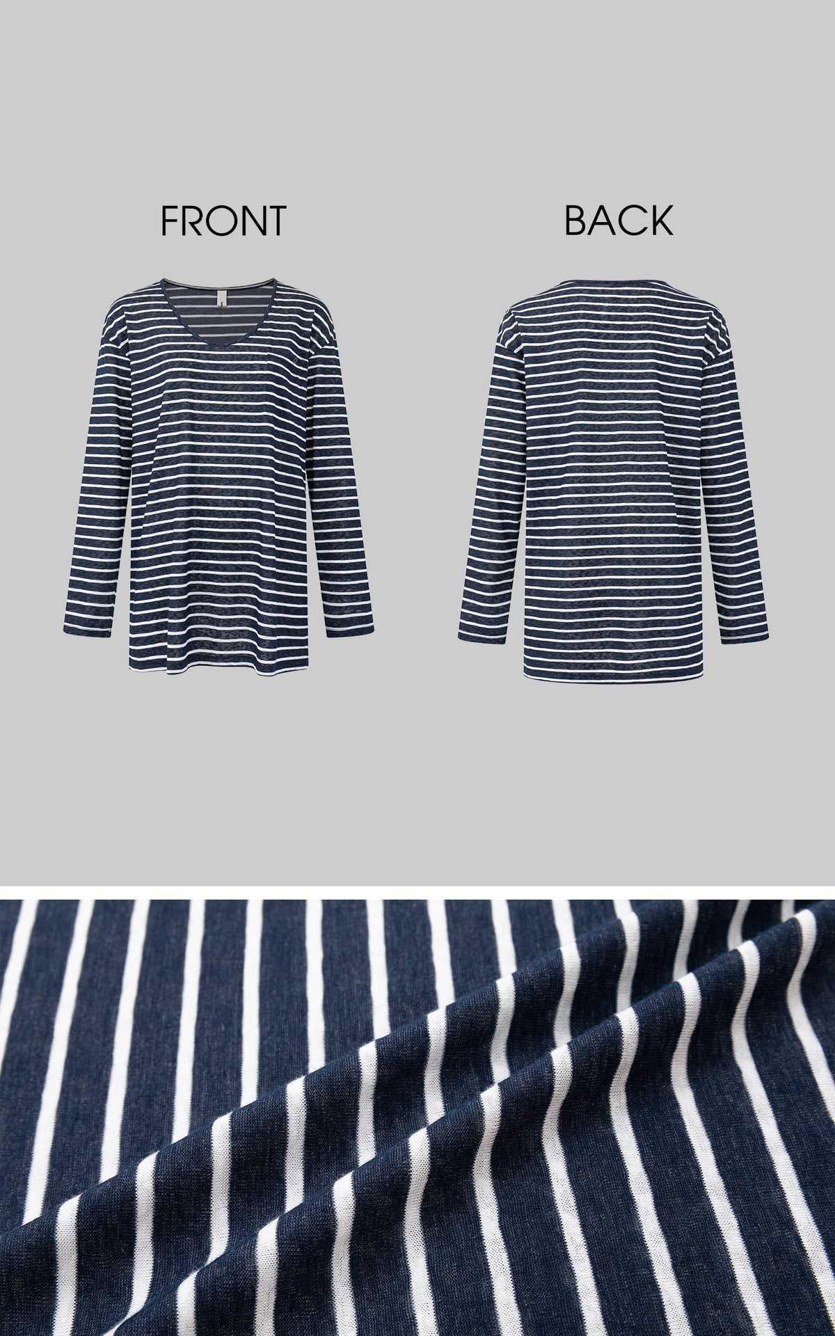 IAMXIAA Oversized Striped Deep Scoop Long Sleeve Top