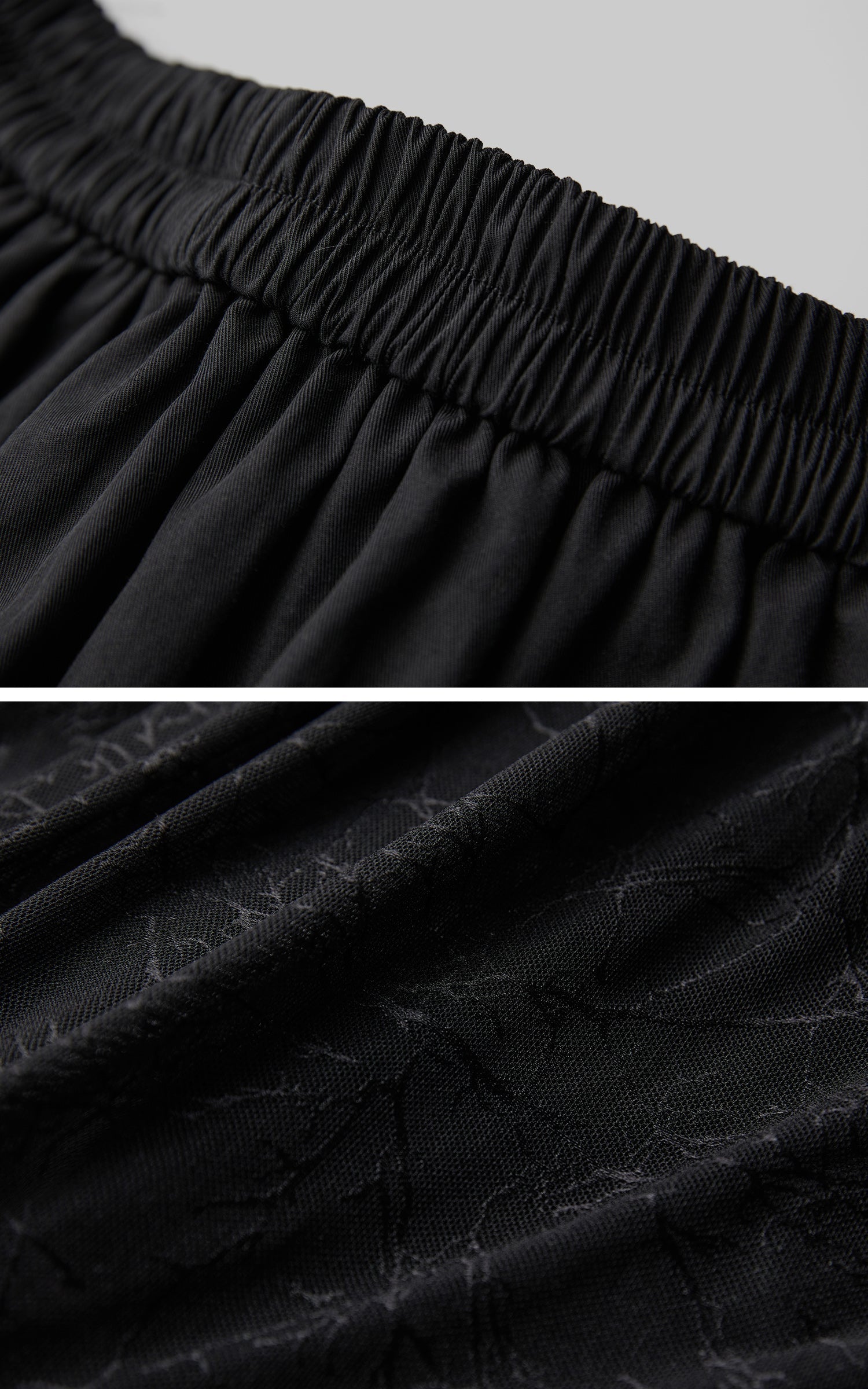 DOINDULGE Layered Contrast Hem Skirt with Gathered Draping and Buttoned High Waist
