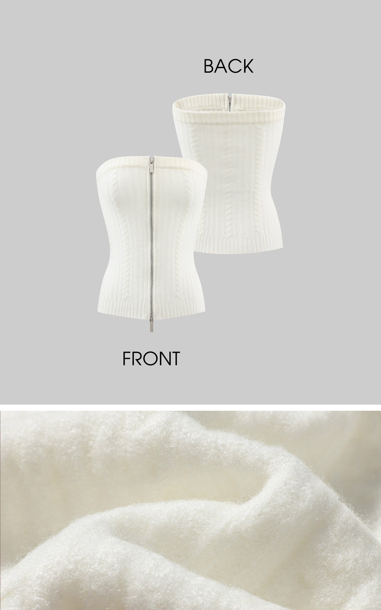Rase le sol Wool-Blend Zip Front Strapless Knit Top