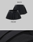 WARDEN EDGE Low-Rise Belted Pleated Mini Skirt