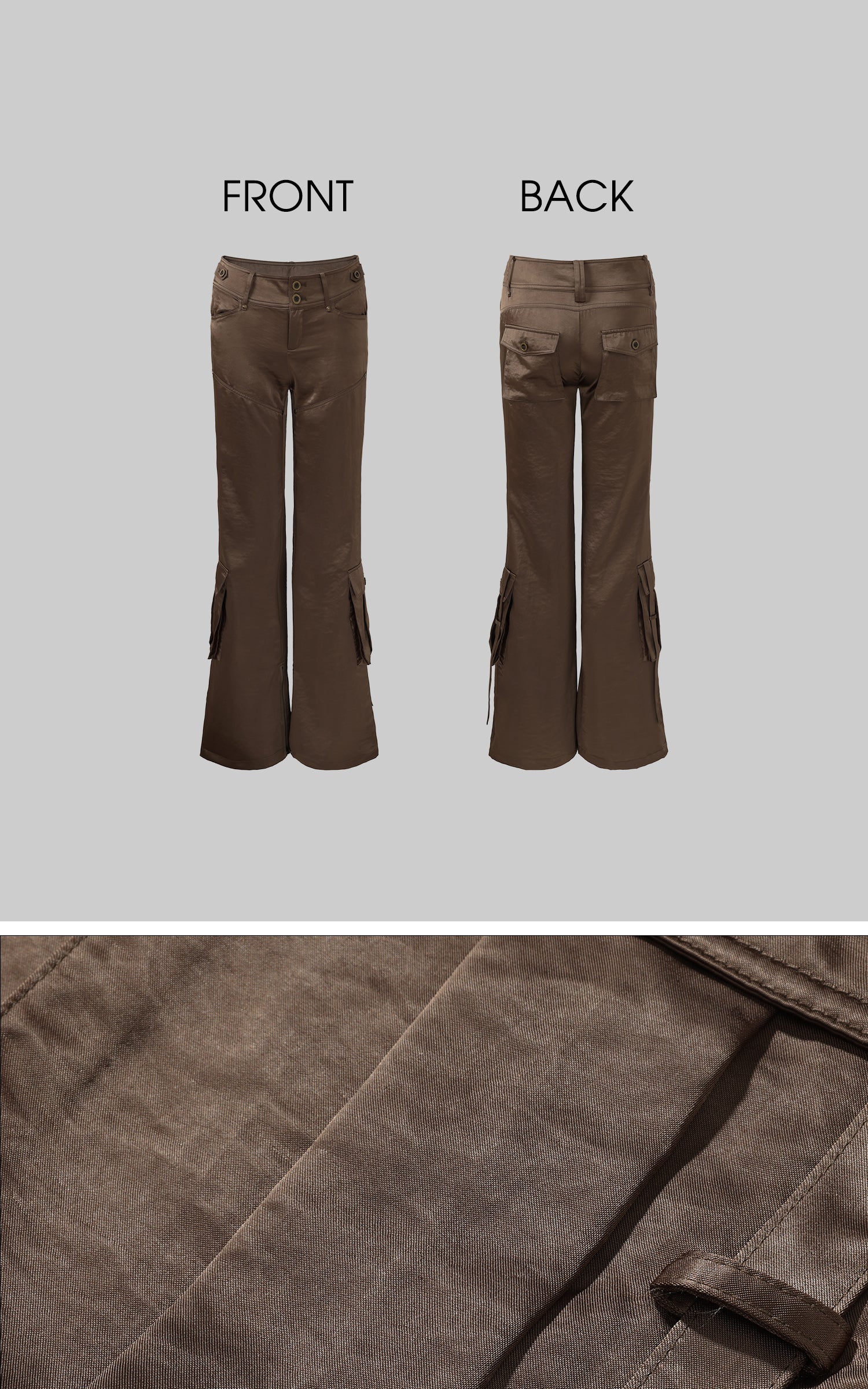 ROVENTE Satin Utility Flare Pants - PINKPARKS