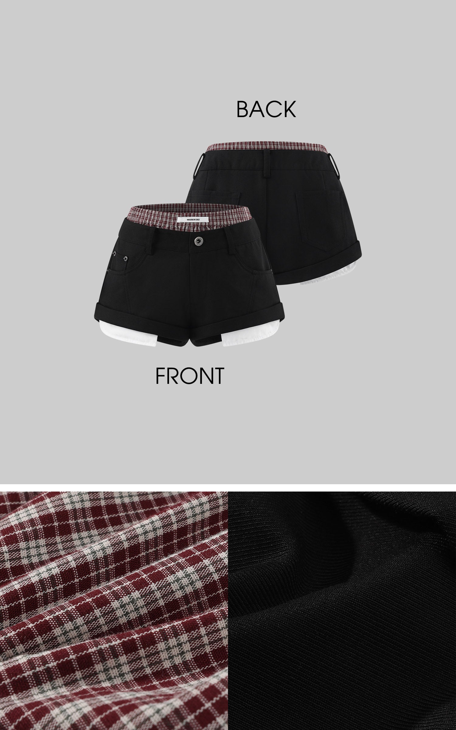 WARDEN EDGE Layered Plaid Waist Micro Shorts