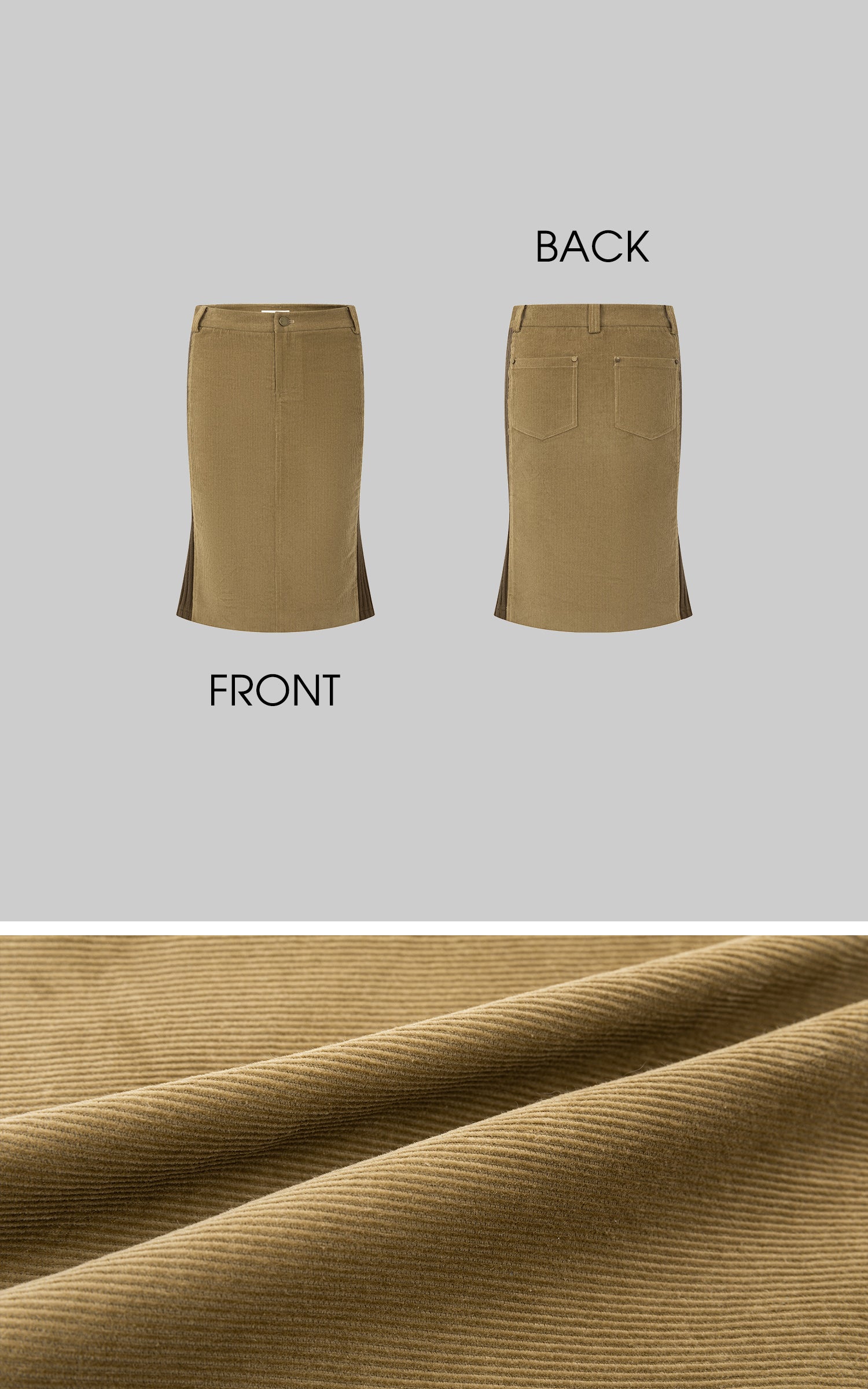 IAMXIAA Ribbed Panel Fitted Midi Skirt