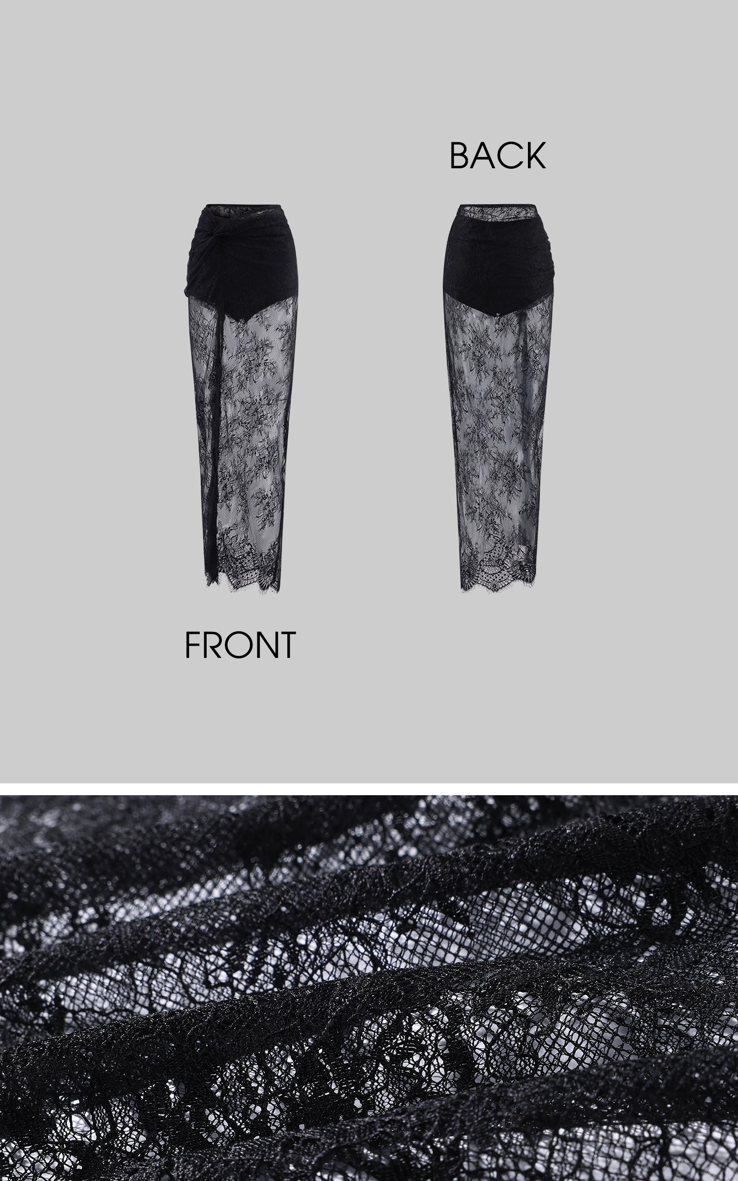 0122stepll Scarf Slip Dress &amp; Sheer Lace Skirt Set
