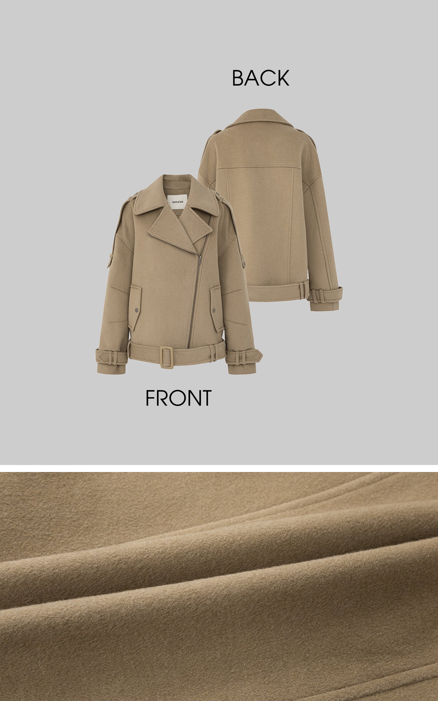 IAMXIAA Wool-Blend Belted Moto Jacket