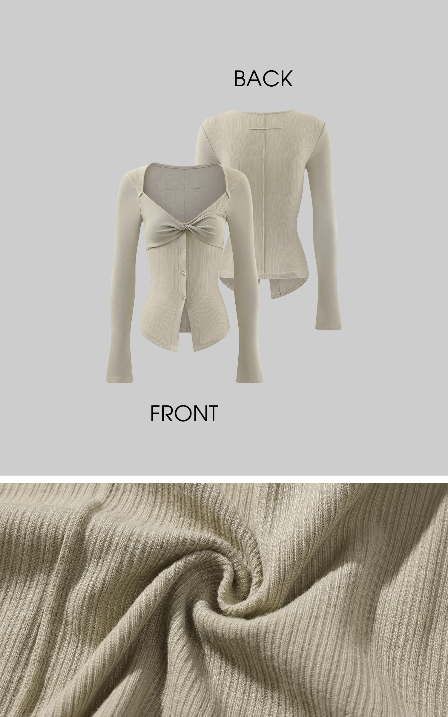 Rase le sol Twisted Knot Ribbed Knit Top with Open Neckline